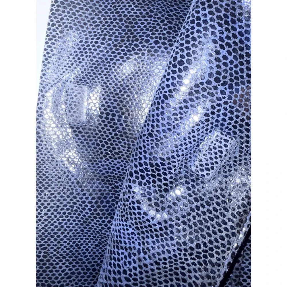 Tory Burch Reva Clutch Blue Leather‎ Snakeskin Print Chain Handbag Bag L